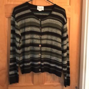 Black Striped Knit Cardigan